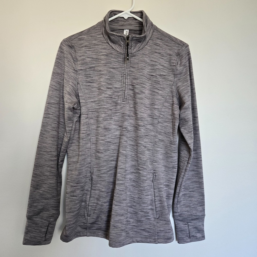 Kyodan Women's Outdoor Athletic Gray Heathered Pullover Jacket 1/4 Zip L Large